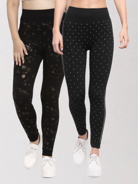 

KLOTTHE Women Set of 2 Multi Printed Skinny Fit Jeggings
