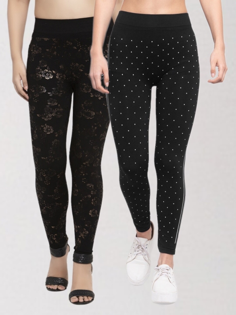 

KLOTTHE Women Set of 2 Multi Skinny Fit Jeggings