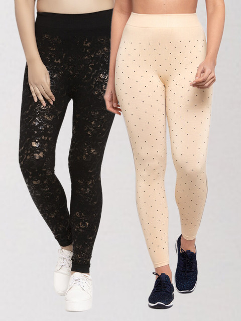 

KLOTTHE Women Multicoloured Pack of 2 Printed Skinny Fit Jeggings, Multi