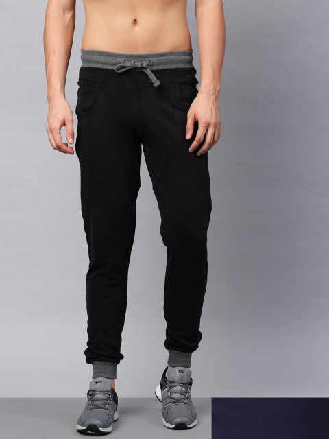 

HRX by Hrithik Roshan Men Pack of 2 Black & Navy Blue Solid Joggers