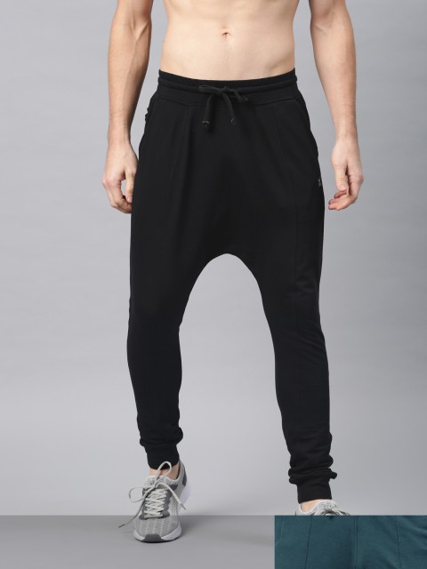 

HRX by Hrithik Roshan Men Pack Of 2 Black & Teal Blue Solid Active Joggers