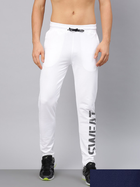 

HRX by Hrithik Roshan Men Pack Of 2 White & Blue Solid AnitiMicrobial Joggers