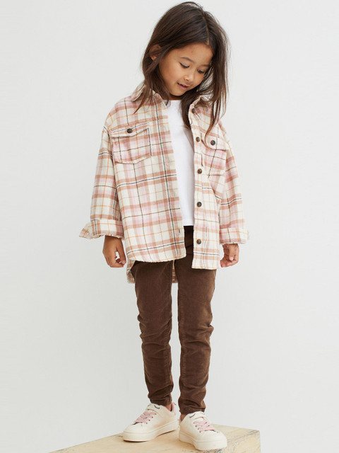 

H&M Girls Brown Solid Corduroy Treggings