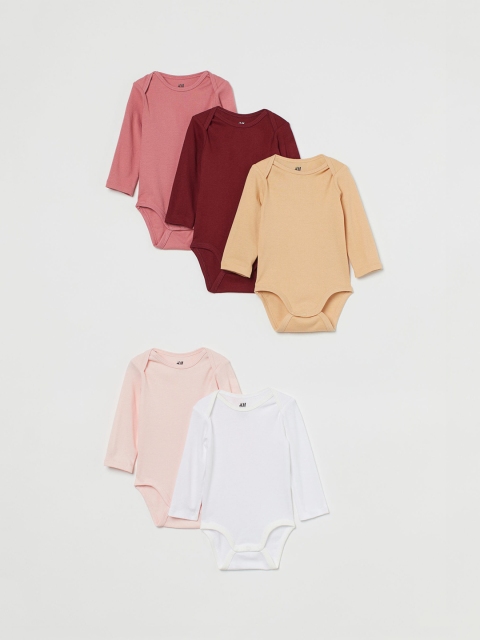 

H&M Girls Multicoloured Organic Cotton 5-Pack Bodysuits, Multi