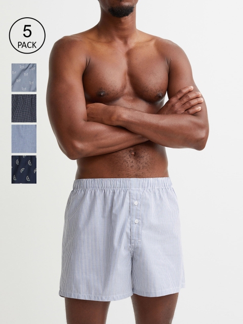 

H&M Multi 5-Pack Woven Boxer Shorts, Grey