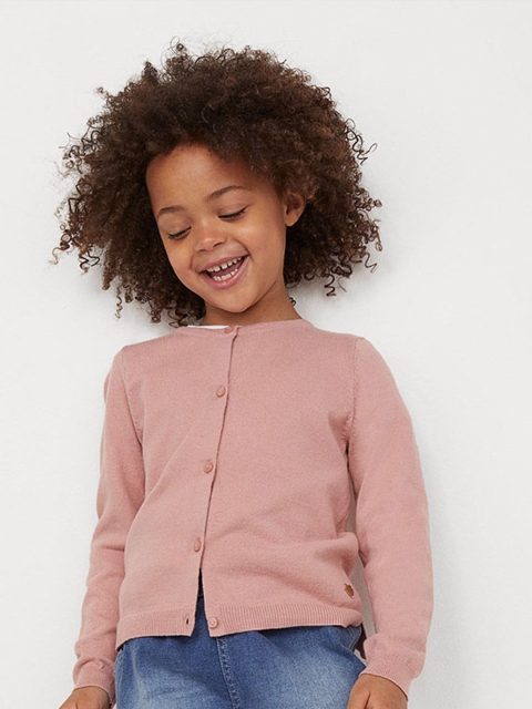

H&M Girls Pink Fine-Knit Cotton Cardigan