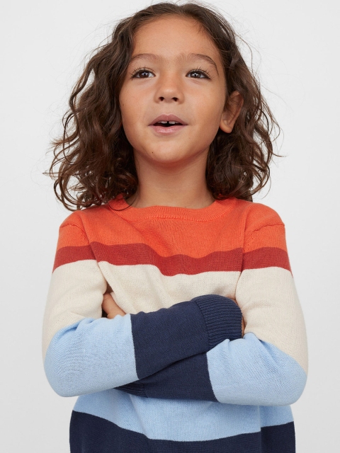 

H&M Boys Blue & Orange Colourblocked Pure Cotton Knitted jumper