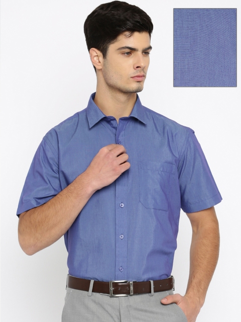

John Miller Men Blue Tailored Fit Solid Formal Shirt