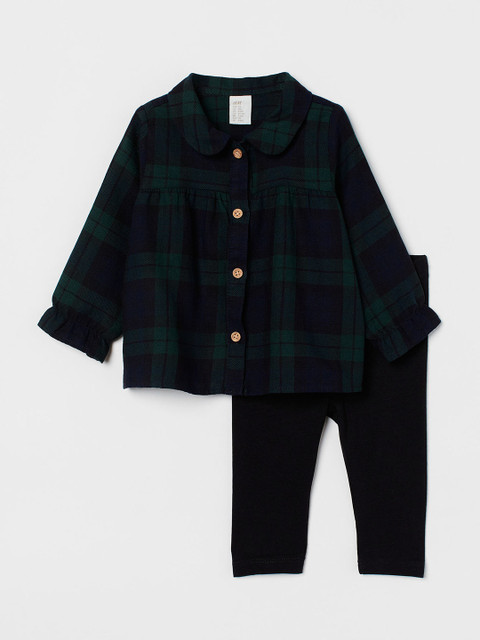 

H&M Girls Black & Green 2-Piece Cotton Set