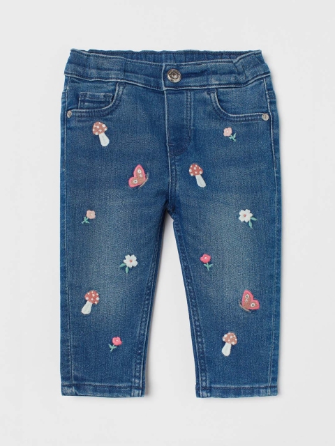 

H&M Girls Blue & Pink Embroidered Jeans