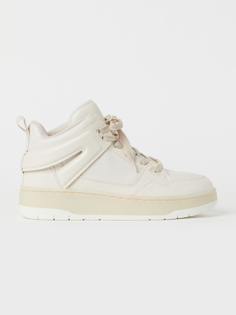 

H&M Women Beige Hi-Top Trainers Shoes