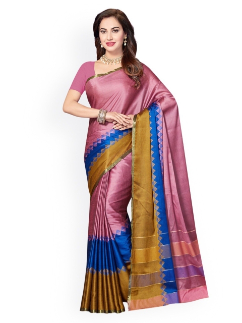 

Ishin Pink & Blue Woven Design Zari Mysore Silk Saree