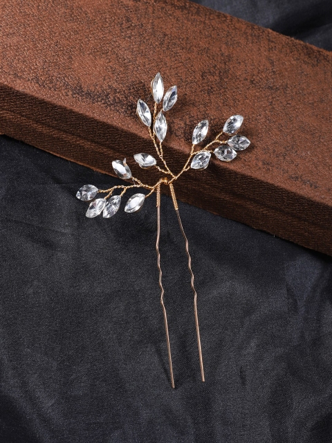 

AQUASTREET Women Silver-Toned & Gold-Toned Crystals Embellished Hair Pin
