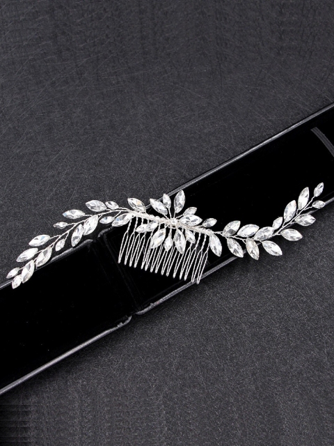 

AQUASTREET Women Silver-Toned Embellished Comb Pin