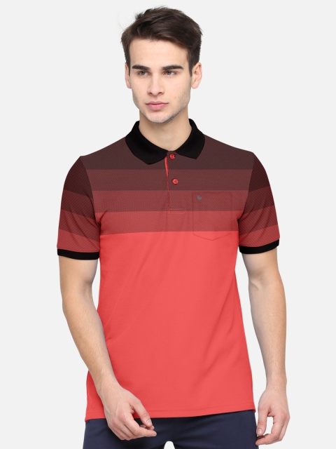 

BULLMER Men Red Colourblocked Polo Collar Pockets T-shirt