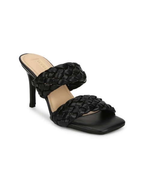 

Truffle Collection Black PU Block Mules