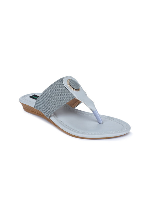 

Walkfree Women Grey Colourblocked T-Strap Flats