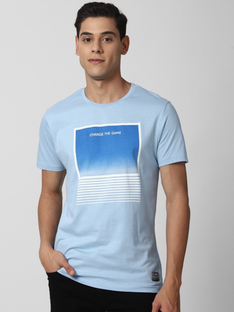 

Peter England Casuals Men Blue Pure Cotton Printed Slim Fit T-shirt