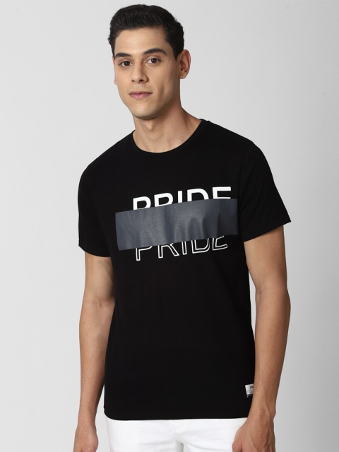 

Peter England Casuals Men Black Pure Cotton Typography Printed Slim Fit T-shirt
