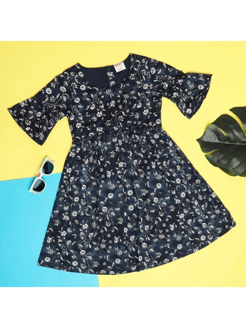 

ZION Girls Navy Blue Floral Dress
