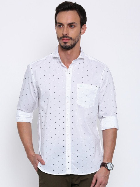 

Indigo Nation White Slim Fit Printed Casual Shirt