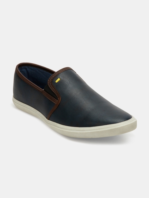 

ID Men Navy Blue Leather Slip-On Sneakers