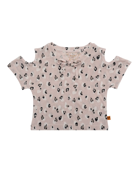 

Kid Studio Girls Pink & White Regular Crop Top
