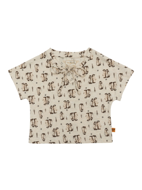 

Kid Studio Girls Beige & Brown Pure Cotton Crop Top