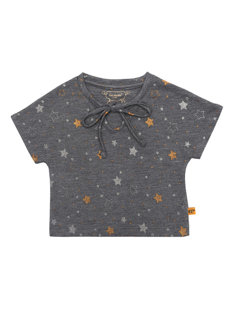 

Kid Studio Charcoal Embellished Regular Crop Top