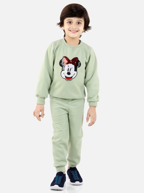 

Cutiekins Boys Green Micky Mouse Patch Fleece Sweatshirt & Track Pant Set