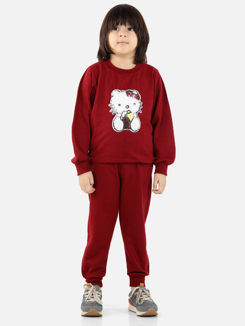 

Cutiekins Boys Maroon & White Printed Top with Trousers