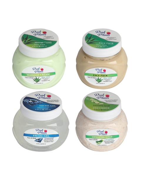 

Pink Plums Unisex Set Of 4 Aloevera & Cucumber Face & Body Beauty Gift Set, Green