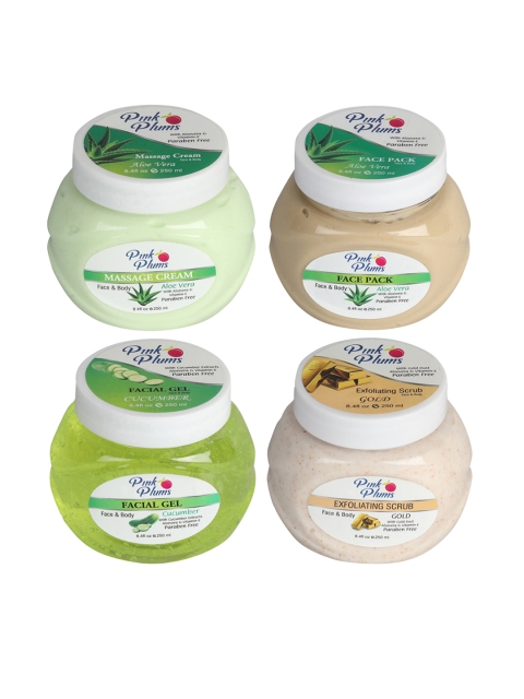 

Pink Plums Aloevera & Cucumber Face Pack Gel &D-Tan Scrub-250ml Each, Multi