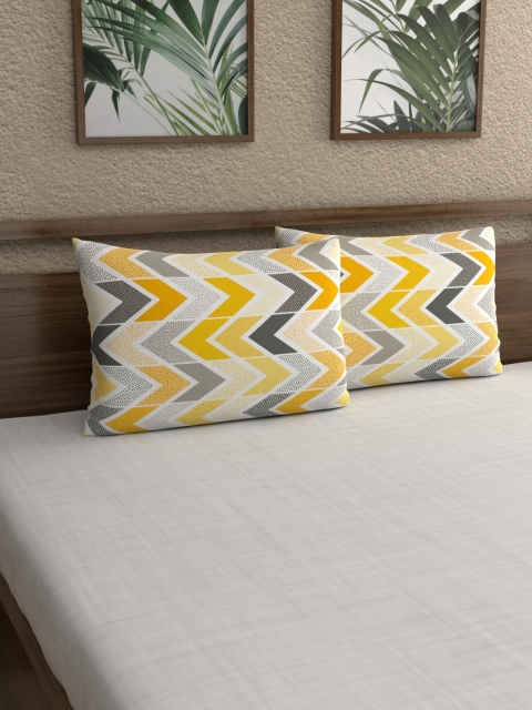 

Dreamscape Set of 2 Yellow Cotton 180TC Pillow Covers