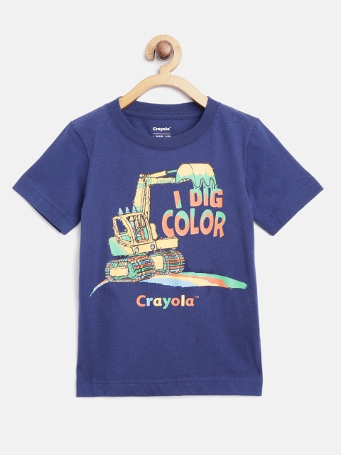 

Crayola Boys Navy Blue Printed Pure Cotton T-shirt