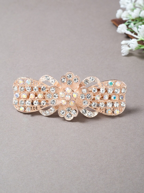 

Golden Peacock Women Gold-Toned & Blue Embellished French Barrette