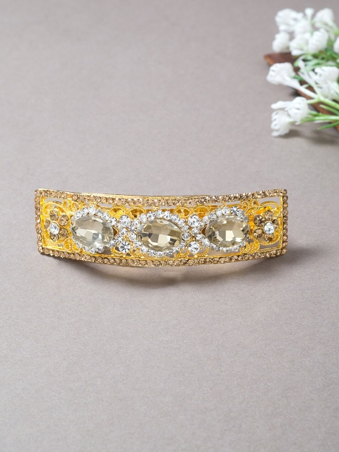 

Golden Peacock Women Gold Embellished French Barrette