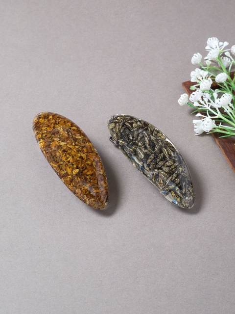 

Golden Peacock Women Set of 2 Black & Brown French Barrette