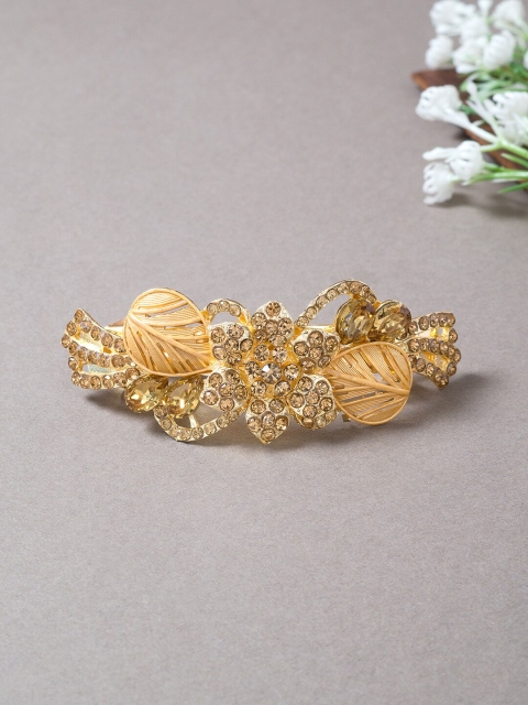 

Golden Peacock Women Gold-Toned & Beige Embellished French Barrette