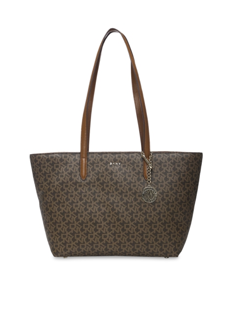 

DKNY Brown Geometric Printed Shopper Tote Bag