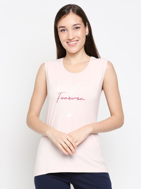 

XIN Women Peach-Coloured Pure Cotton Typography Printed T-shirt