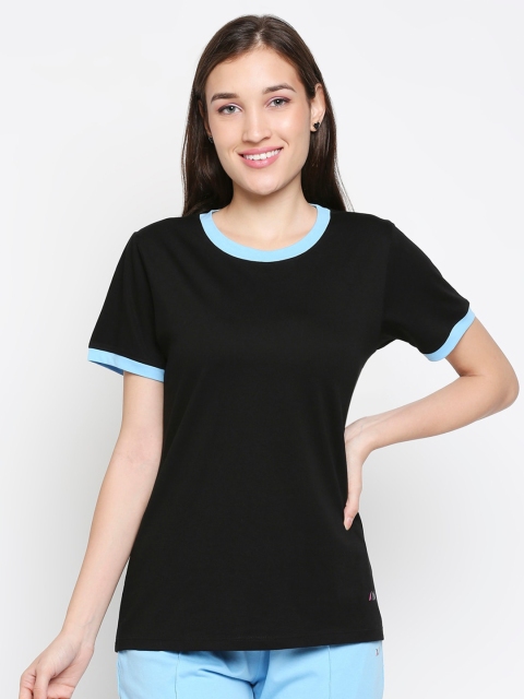 

XIN Women Black Pure Cotton T-shirt