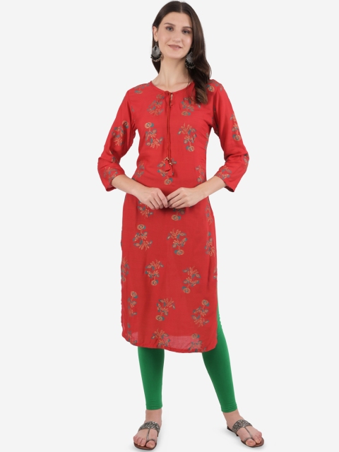 

Ashnaina Women Red Ethnic Motifs Printed Kurta