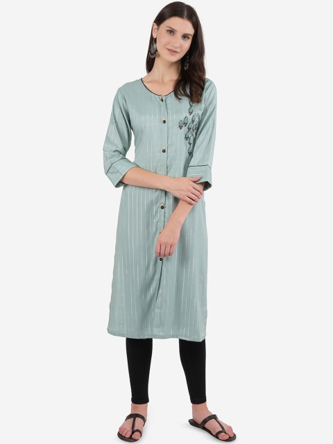 

Ashnaina Women Sea Green Geometric Kurta