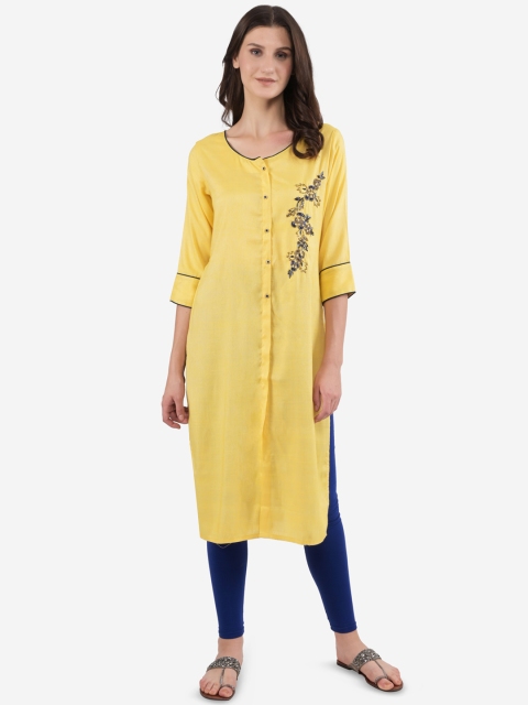 

Ashnaina Women Yellow Embellished Kurta