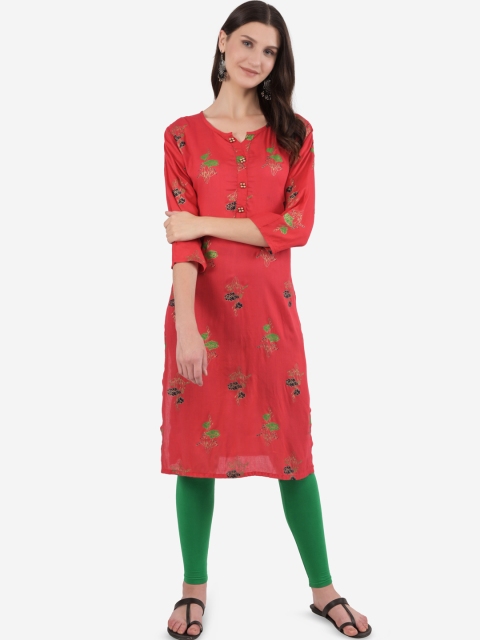 

Ashnaina Women Red Floral Printed Kurta