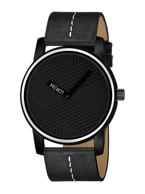 

LOREM Men Black Dial & Black Leather Straps Analogue Watch LR67