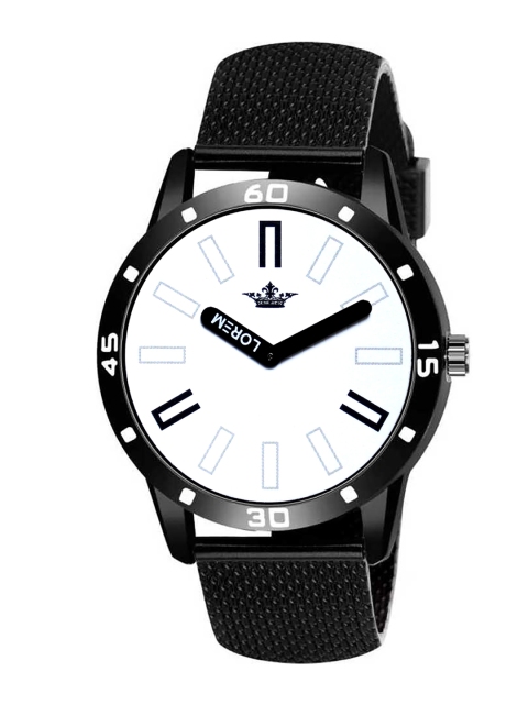 

LOREM Men White Dial & Black Straps Analogue Watch LR57