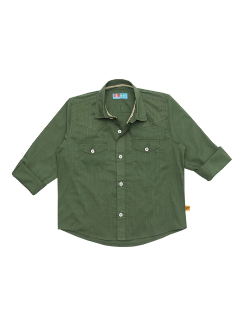 

Kid Studio Boys Olive Green Smart Opaque Casual Shirt