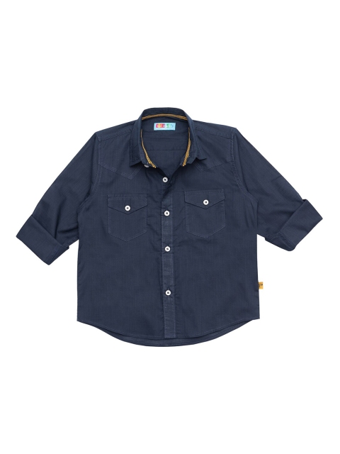 

Kid Studio Boys Navy Blue Smart Opaque Casual Shirt